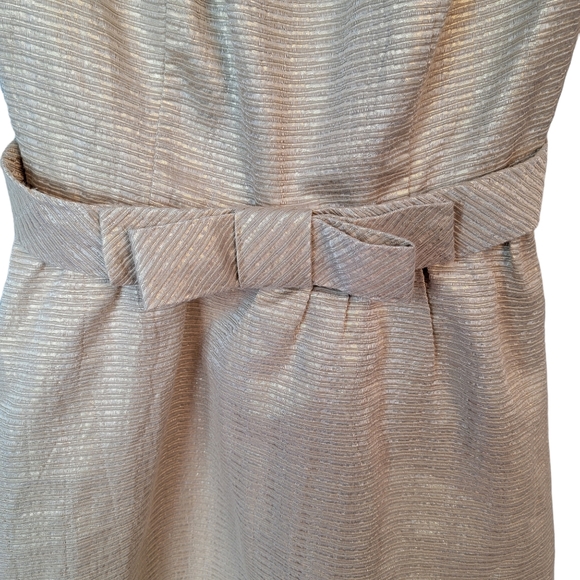 LC Lauren Conrad Gold Tone Holiday Christmas Formal Dress With Bow Women's 2 - Picture 4 of 13